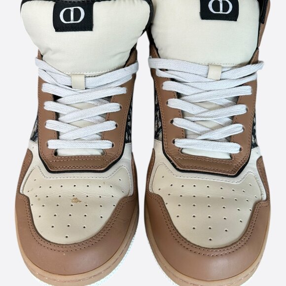 Dior Brown & White Oblique B27 High Top Sneakers - Picture 2 of 8